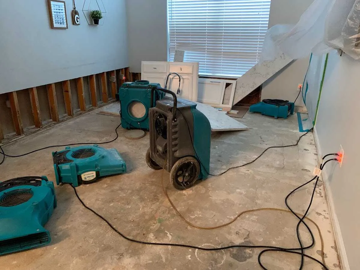 Dehumidifier in flood-cut room for Water Damage Restoration in Murraysville